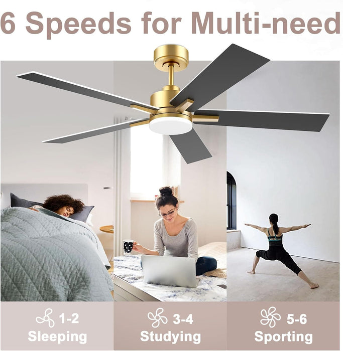 52 in. Smart Ceiling Fan with LED Light and Remote Voice Alexa Google Wi-Fi Control, White and Gold Ceiling Fan for Bedroom, Outdoor Fans for Porch Patio-6-ErisView