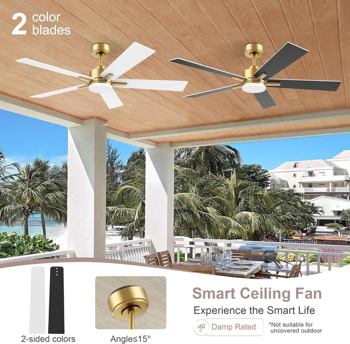 52 in. Smart Ceiling Fan with LED Light and Remote Voice Alexa Google Wi-Fi Control, White and Gold Ceiling Fan for Bedroom, Outdoor Fans for Porch Patio-7-ErisView