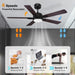 52 in. Smart Ceiling Fan with Lights and Remote Control, Reversible Farmhouse Ceiling Fan for Bedroom LivIng Room, Work with Alexa APP-3-ErisView