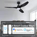 52 in. Smart Ceiling Fan with Lights and Remote, Modern Dimmable Reversible Ceiling Fan, Black Ceiling Fan for Bedroom Living Room Patio Porch -2-ErisView