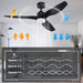 52 in. Smart Ceiling Fan with Lights and Remote, Modern Dimmable Reversible Ceiling Fan, Black Ceiling Fan for Bedroom Living Room Patio Porch -3-ErisView