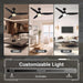 52 in. Smart Ceiling Fan with Lights and Remote, Modern Dimmable Reversible Ceiling Fan, Black Ceiling Fan for Bedroom Living Room Patio Porch -4-ErisView