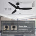 52 in. Smart Ceiling Fan with Lights and Remote, Modern Dimmable Reversible Ceiling Fan, Black Ceiling Fan for Bedroom Living Room Patio Porch -5-ErisView