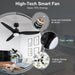 52 in. Smart Ceiling Fan with Lights and Remote, Modern Dimmable Reversible Ceiling Fan, Black Ceiling Fan for Bedroom Living Room Patio Porch -7-ErisView