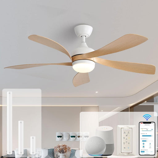 52 in. Smart Indoor Outdoor Remote Control Ceiling Fan and Light for Bedroom Living Room Dining Room, Work with Alexa Google APP-1-ErisView