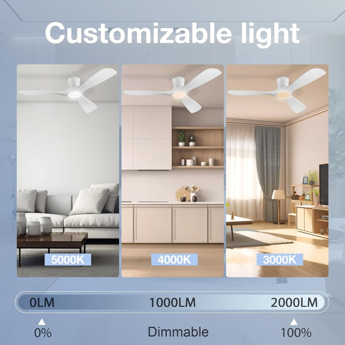 52 in. Smart Low Profile Ceiling Fan with Light and Remote Wi-Fi Alexa APP Control, Flush Mount Ceiling Fan, Modern Ceiling Fan for Bedroom Patio-3-ErisView