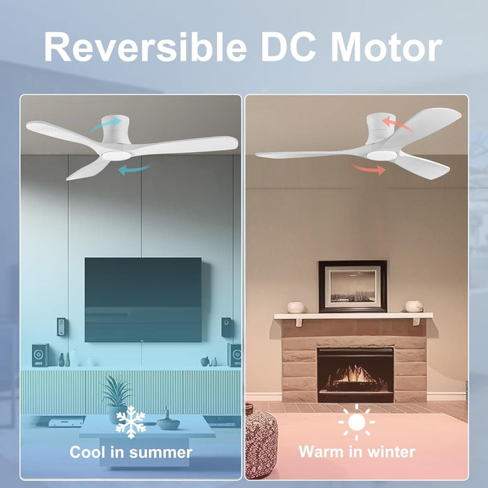 52 in. Smart Low Profile Ceiling Fan with Light and Remote Wi-Fi Alexa APP Control, Flush Mount Ceiling Fan, Modern Ceiling Fan for Bedroom Patio-5-ErisView