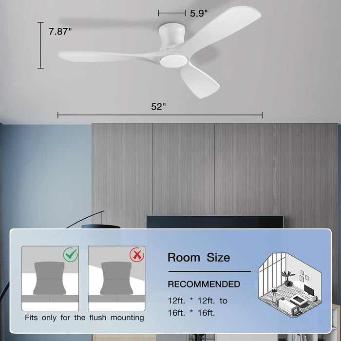 52 in. Smart Low Profile Ceiling Fan with Light and Remote Wi-Fi Alexa APP Control, Flush Mount Ceiling Fan, Modern Ceiling Fan for Bedroom Patio-7-ErisView