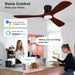52 in. Smart Low Profile Ceiling Fan with Remote Voice Wi-Fi Alexa APP Control, Reversible Flush Mount Ceiling Fan, Modern Ceiling Fan for Bedroom Patio-2-ErisView