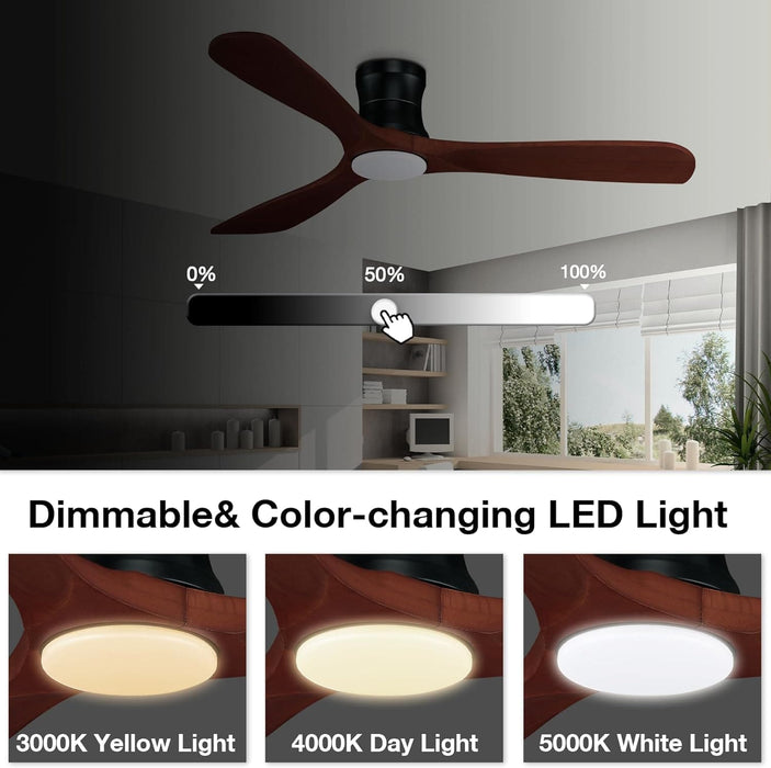 52 in. Smart Low Profile Ceiling Fan with Remote Voice Wi-Fi Alexa APP Control, Reversible Flush Mount Ceiling Fan, Modern Ceiling Fan for Bedroom Patio-3-ErisView