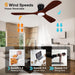 52 in. Smart Low Profile Ceiling Fan with Remote Voice Wi-Fi Alexa APP Control, Reversible Flush Mount Ceiling Fan, Modern Ceiling Fan for Bedroom Patio-4-ErisView