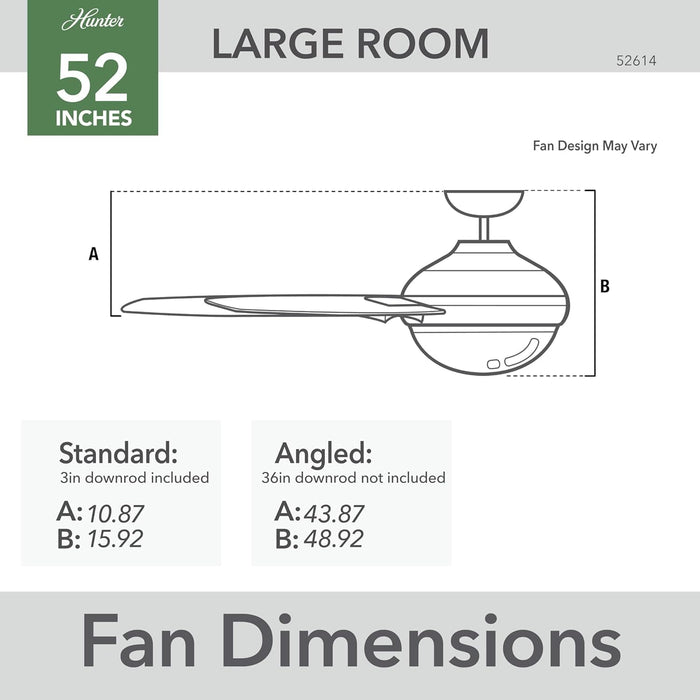 52 in. Smart Wi-Fi Ceiling Fan with LED Light and Handheld Remote, Hugger Ceiling Fans-7-ErisView