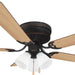 52 in. Traditional 5 Blade Ceiling Fan, Hugger Ceiling Fans, Low Profile Ceiling Fan with LED Light Kit, Reversible Bronze Ceiling Fan-18-ErisView
