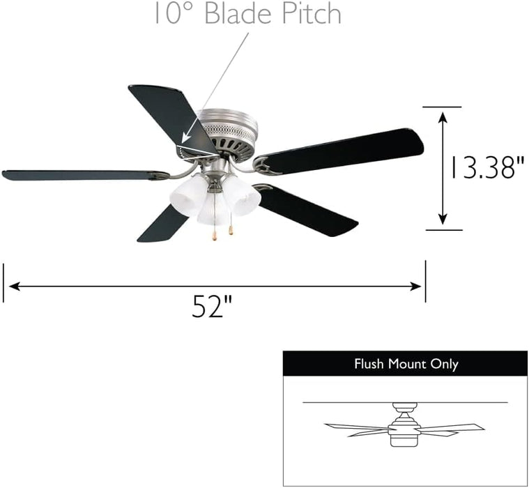 52 in. Traditional 5 Blade Ceiling Fan, Hugger Ceiling Fans, Low Profile Ceiling Fan with LED Light Kit, Reversible Bronze Ceiling Fan-23-ErisView