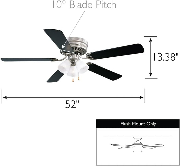 52 in. Traditional 5 Blade Ceiling Fan, Hugger Ceiling Fans, Low Profile Ceiling Fan with LED Light Kit, Reversible Bronze Ceiling Fan-26-ErisView