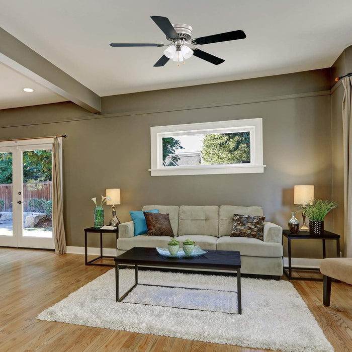 52 in. Traditional 5 Blade Ceiling Fan, Hugger Ceiling Fans, Low Profile Ceiling Fan with LED Light Kit, Reversible Bronze Ceiling Fan-29-ErisView