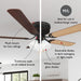 52 in. Traditional 5 Blade Ceiling Fan, Hugger Ceiling Fans, Low Profile Ceiling Fan with LED Light Kit, Reversible Bronze Ceiling Fan-2-ErisView