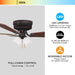 52 in. Traditional 5 Blade Ceiling Fan, Hugger Ceiling Fans, Low Profile Ceiling Fan with LED Light Kit, Reversible Bronze Ceiling Fan-6-ErisView