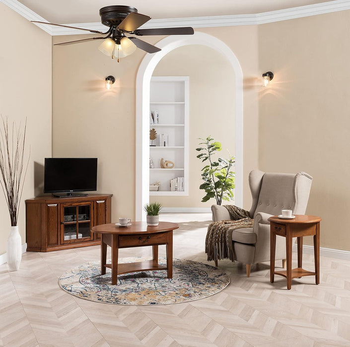 52 in. Traditional 5 Blade Ceiling Fan, Hugger Ceiling Fans, Low Profile Ceiling Fan with LED Light Kit, Reversible Bronze Ceiling Fan-8-ErisView