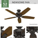 52 in. Traditional Ceiling Fans without Lights, Indoor Bronze Ceiling Fan with Pull Chains, Reversible Whisperwind Motor, Hugger Ceiling Fans-2-ErisView