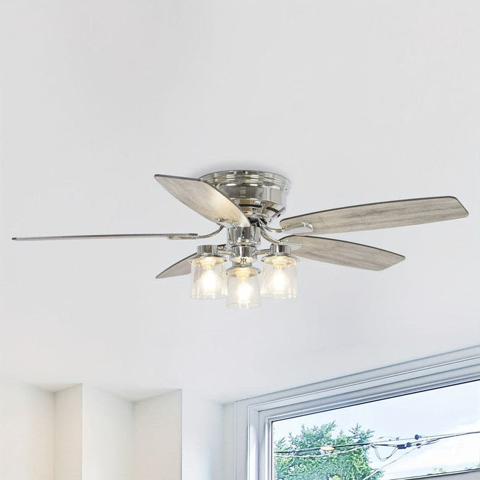 52 in. Traditional Flush Mount Ceiling Fan with Light Kit Remote Control, Modern Reversible Ceiling Fan for Living Room-ErisView