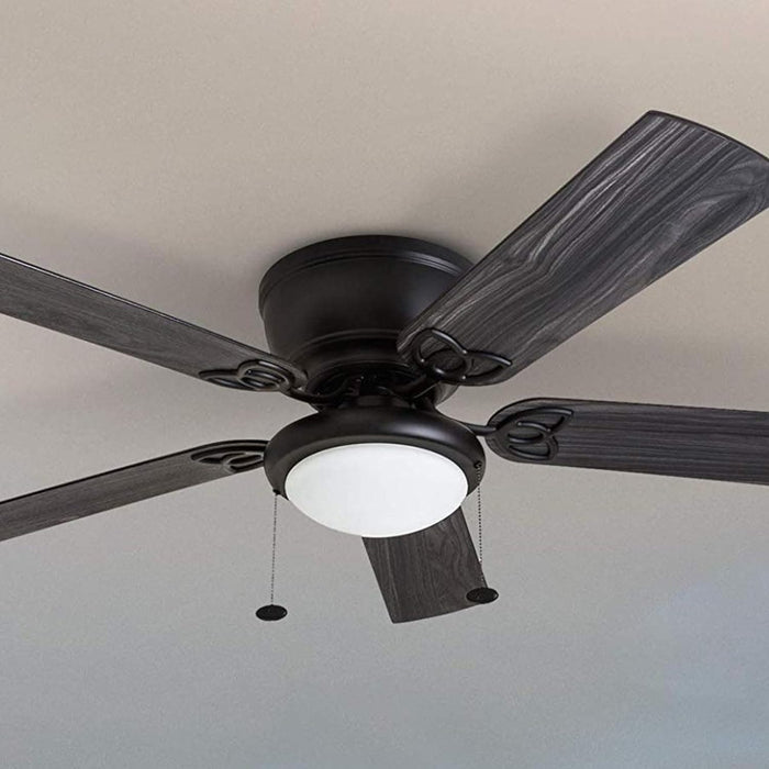 52 in. Traditional Flush Mount Indoor LED Ceiling Fan with Light Pull Chains, Matte Black Reversible Ceiling Fan Summer Winter-2-ErisView