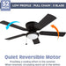 52 in. Traditional Flush Mount Indoor LED Ceiling Fan with Light Pull Chains, Matte Black Reversible Ceiling Fan Summer Winter-4-ErisView