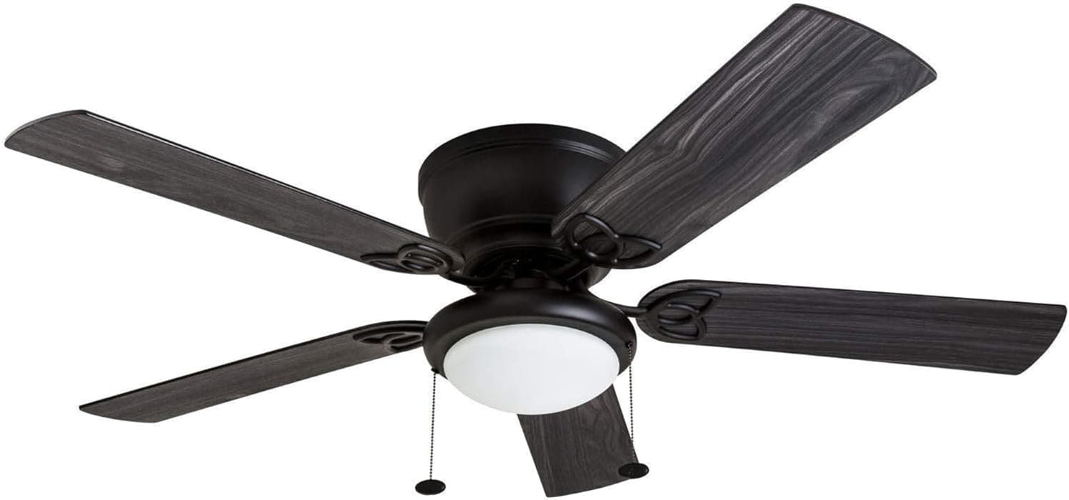 52 in. Traditional Flush Mount Indoor LED Ceiling Fan with Light Pull Chains, Matte Black Reversible Ceiling Fan Summer Winter-9-ErisView