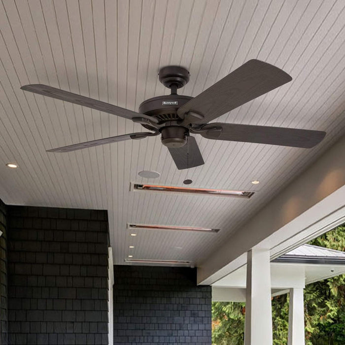 52 in. Traditional LED Indoor Outdoor Ceiling Fans with Pull Chain, Bronze Reversible Fan for Summer Winter-15-ErisView