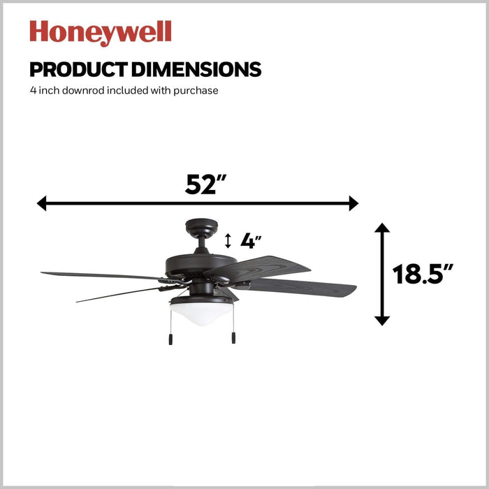 52 in. Traditional LED Indoor Outdoor Ceiling Fans with Pull Chain, Bronze Reversible Fan for Summer Winter-6-ErisView