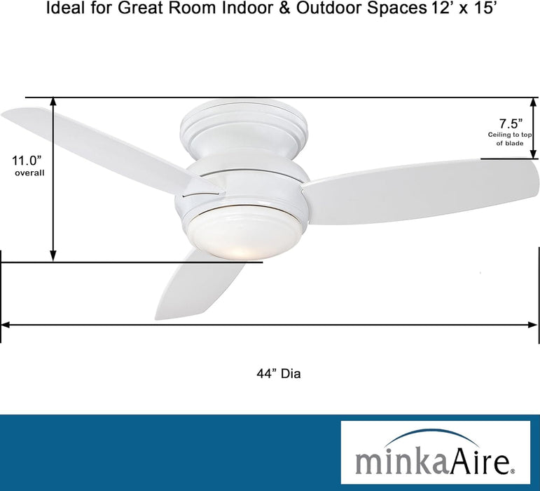 52 in. Traditional  White Ceiling Fan, Flush Mount LED Recessed Ceiling Fan-17-ErisView