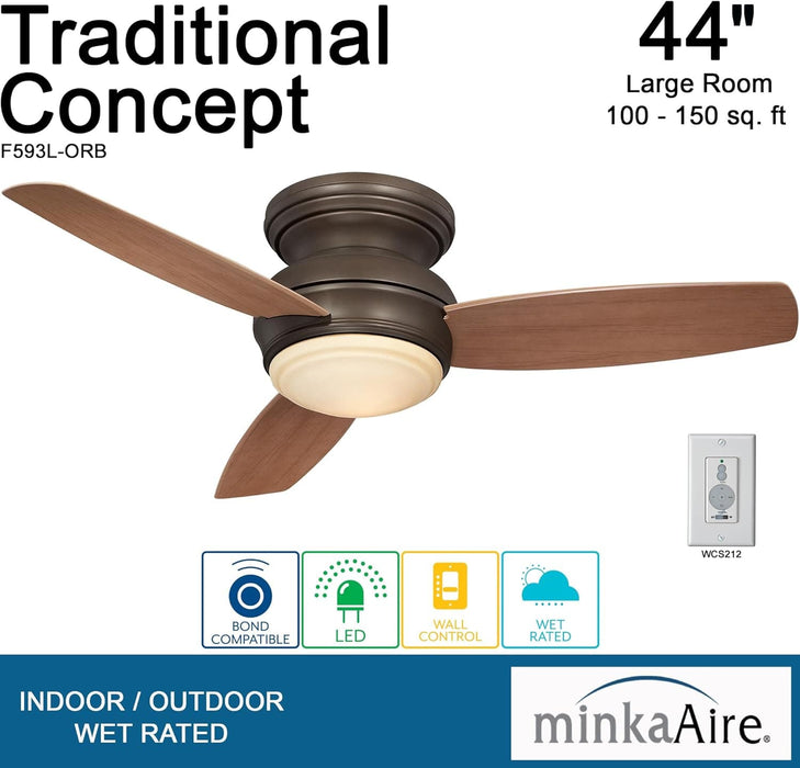 52 in. Traditional  White Ceiling Fan, Flush Mount LED Recessed Ceiling Fan-9-ErisView