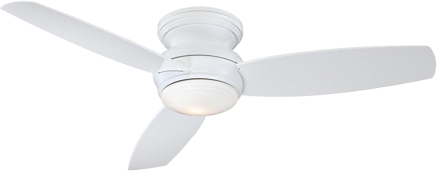 52 in. Traditional  White Ceiling Fan, Flush Mount LED Recessed Ceiling Fan-1-ErisView