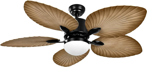 52 in. Tropical Ceiling Fan with LED Light and Remote, Palm Leaf Ceiling Fan, Silent Ceiling Fan for Porch, Indoor Ceiling Fan for Living Room Bedroom-1-ErisView