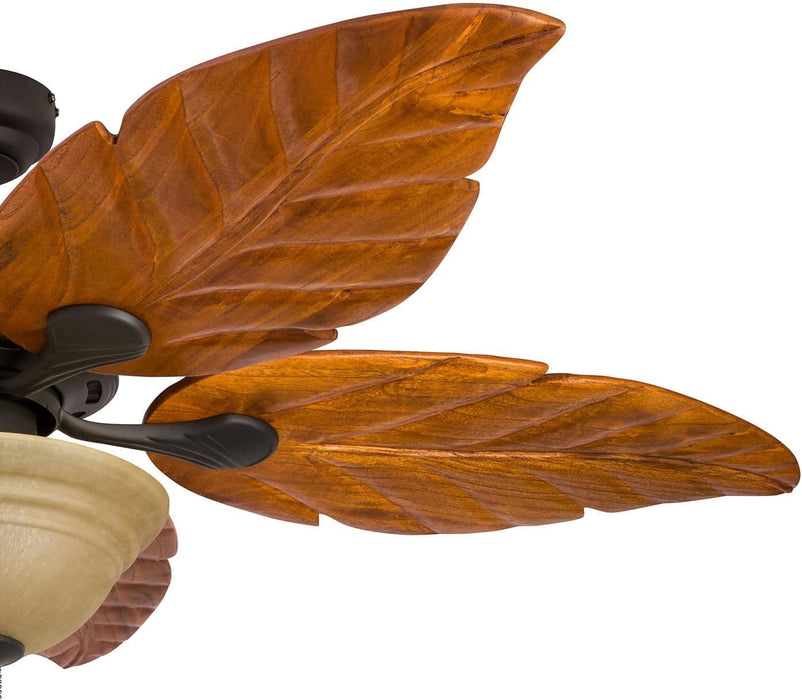 52 in. Tropical LED Ceiling Fan with Light Pull Chain, Solid Wood Blade Bronze Ceiling Fan-9-ErisView