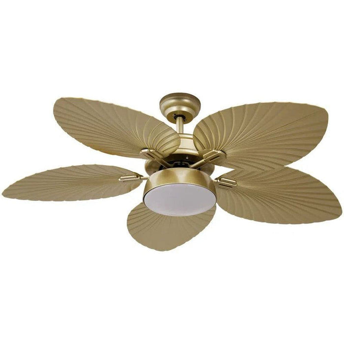 52 in. Dimmable Gold Outdoor Ceiling Fans for Porch Patio, Tropical Quiet Ceiling Fan with Light Kit and Remote-ErisView