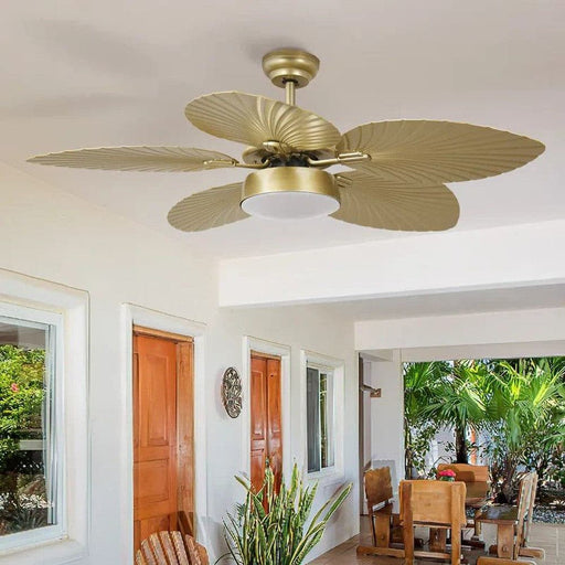 52 in. Dimmable Gold Outdoor Ceiling Fans for Porch Patio, Tropical Quiet Ceiling Fan with Light Kit and Remote-ErisView