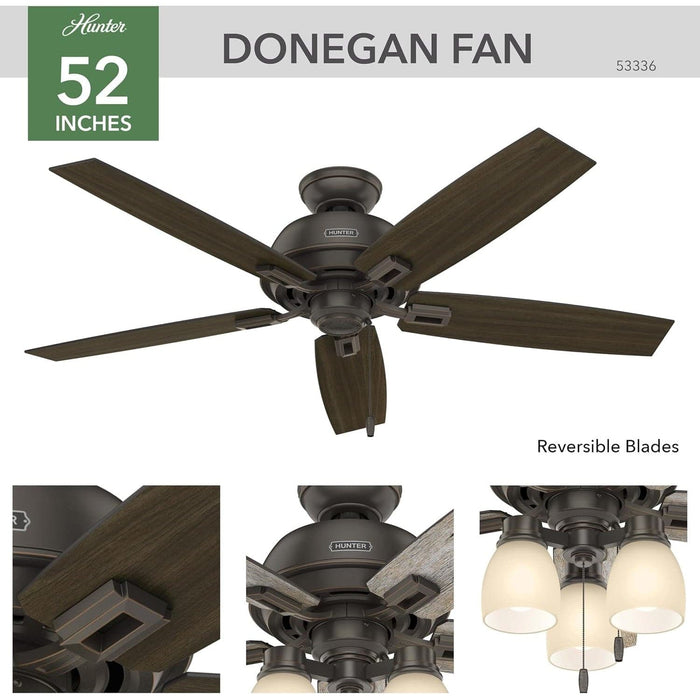 52 in. Unique Ceiling Fans with Lights Kit and Pull Chain, Ceiling Hugger Ceiling Fans-2-ErisView