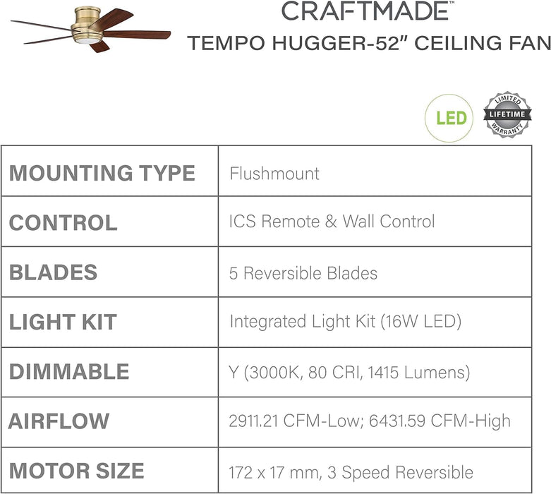 52 in. Unique Ceiling Fans with Lights and Remote, 5 Blades Brass Ceiling Fan-4-ErisView