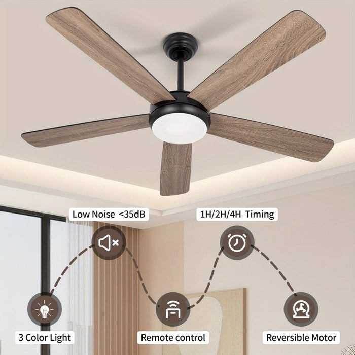 52 in. Vintage Ceiling Fans with Lights, Wood Ceiling Fan with Remote for Bedroom Living Room Outdoor Patio ErisView