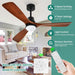 52 in. Walnut Low Profile Ceiling Fan with Light and Remote, Flush Mount Fan, Quiet Ceiling Fans with Lights, Black Outdoor Ceiling Fan-11-ErisView