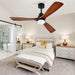 52 in. Walnut Low Profile Ceiling Fan with Light and Remote, Flush Mount Fan, Quiet Ceiling Fans with Lights, Black Outdoor Ceiling Fan-15-ErisView