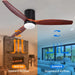 52 in. Walnut Low Profile Ceiling Fan with Light and Remote, Flush Mount Fan, Quiet Ceiling Fans with Lights, Black Outdoor Ceiling Fan-19-ErisView