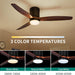 52 in. Walnut Low Profile Ceiling Fan with Light and Remote, Flush Mount Fan, Quiet Ceiling Fans with Lights, Black Outdoor Ceiling Fan-2-ErisView