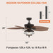 52 in. Wet Rated Outdoor Ceiling Fans with Light and Remote, Tropical Outdoor Ceiling Fan, Palm Ceiling Fan, Outdoor Patio Ceiling Fans, Gazebo Fan-6-ErisView