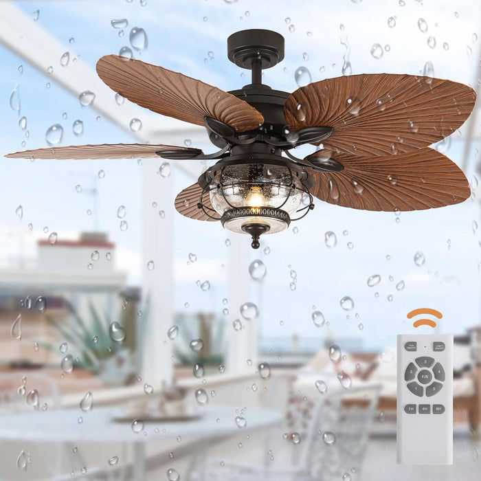 52 in. Wet Rated Outdoor Ceiling Fans with Light and Remote, Tropical Outdoor Ceiling Fan, Palm Ceiling Fan, Outdoor Patio Ceiling Fans, Gazebo Fan-1-ErisView