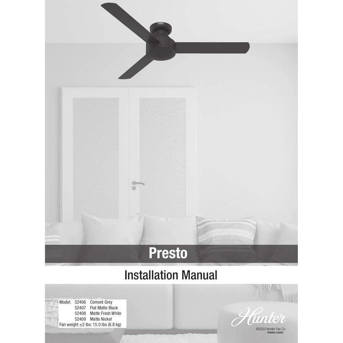 52 in. White Ceiling Fan NO Light, Matte White Ceiling Fan, Hugger Ceiling Fans for Dining Room-15-ErisView