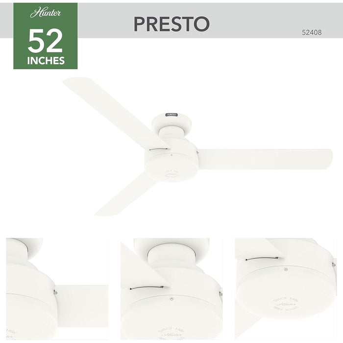52 in. White Ceiling Fan NO Light, Matte White Ceiling Fan, Hugger Ceiling Fans for Dining Room-2-ErisView