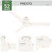 52 in. White Ceiling Fan NO Light, Matte White Ceiling Fan, Hugger Ceiling Fans for Dining Room-2-ErisView
