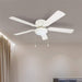52 in. White Ceiling Fan with Bowl Light Kit, Best Flush Mount Ceiling Fans-2-ErisView